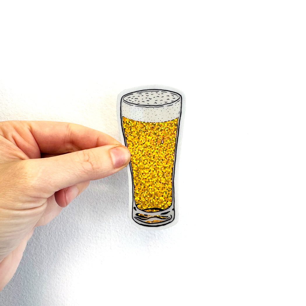 Sparkly Beer Holographic Sticker